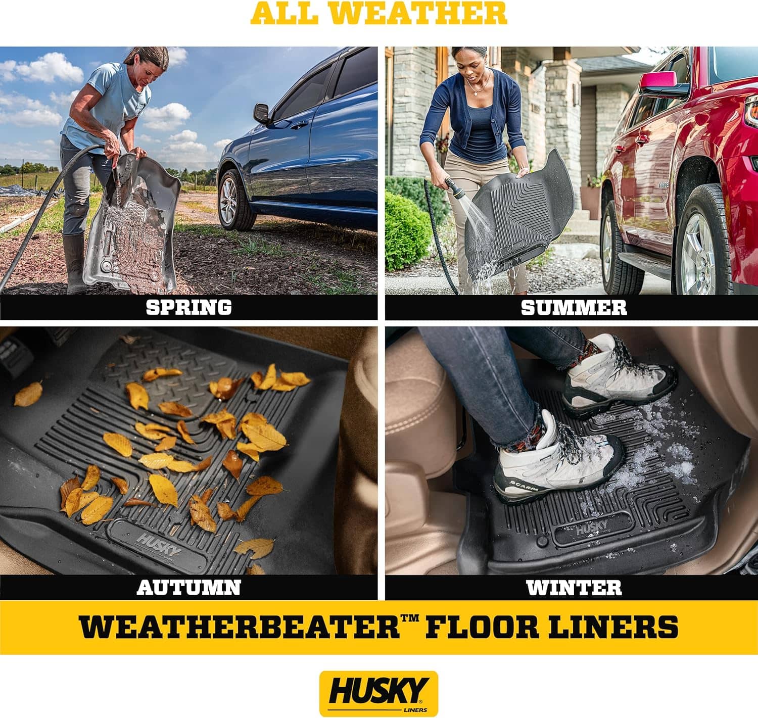 Husky Liners Weatherbeater Floor Mats | Fits 2015 - 2024 Ford F-150 (Includes 2022 - 2024 Lightning) SuperCrew & SuperCab | Front Row, 2-pc Black - 18361 - Image 5