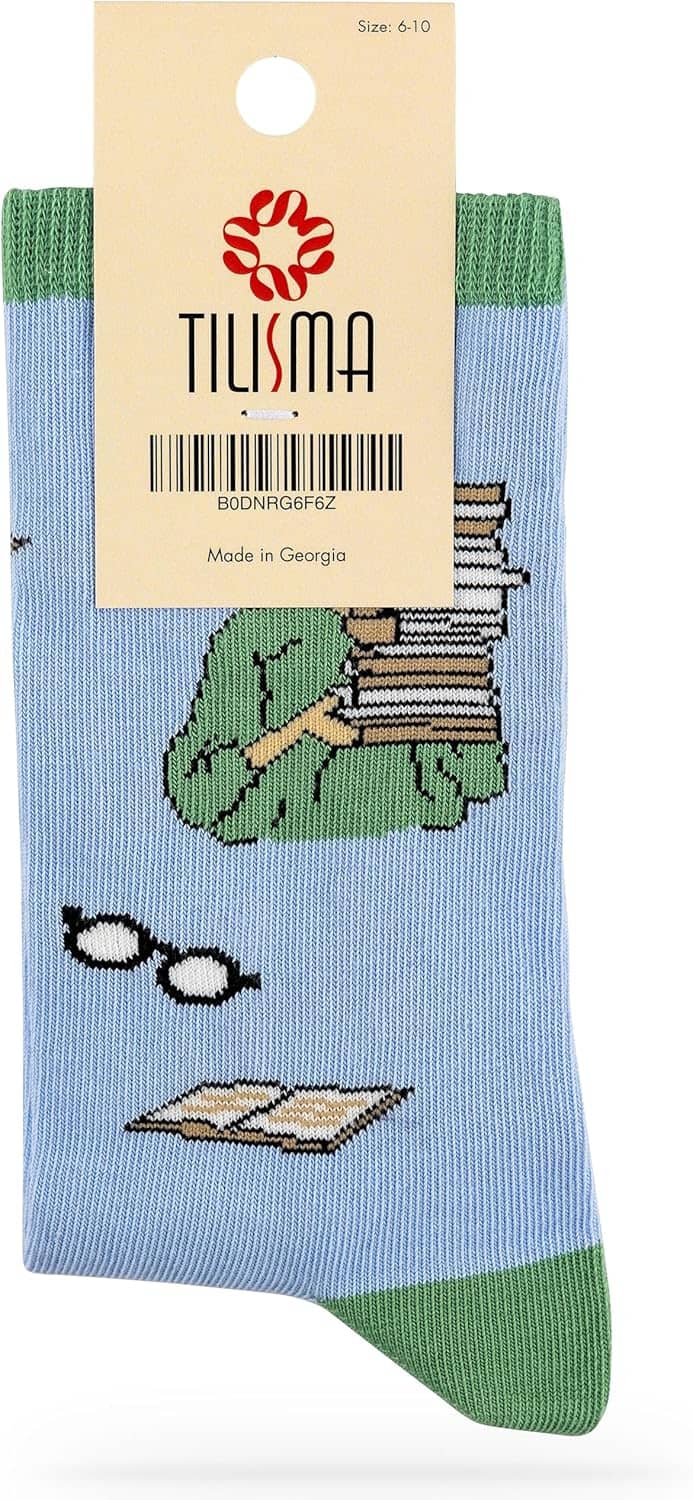 TILISMA Book Lovers Gifts | Book Socks for Women | Reading Socks for Book Nerds | Book Club Novelty Socks | Stocking Stuffers for Readers | Book Themed Gifts for Bookworms Avid Readers | Size 6-10(US) - Image 8