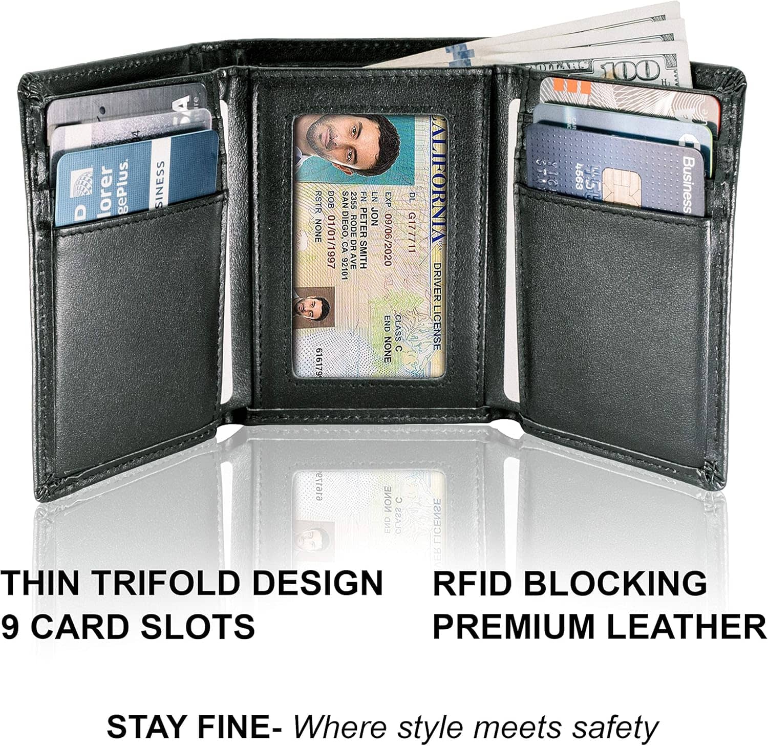 STAY FINE Top Grain Leather Trifold Wallet for Men | Ultra Strong Stitching | Handcrafted Argentinian Leather | RFID Blocking | Extra Capacity Trifold Wallet |Thin and Sophisticated Tri-Fold Design - Image 5
